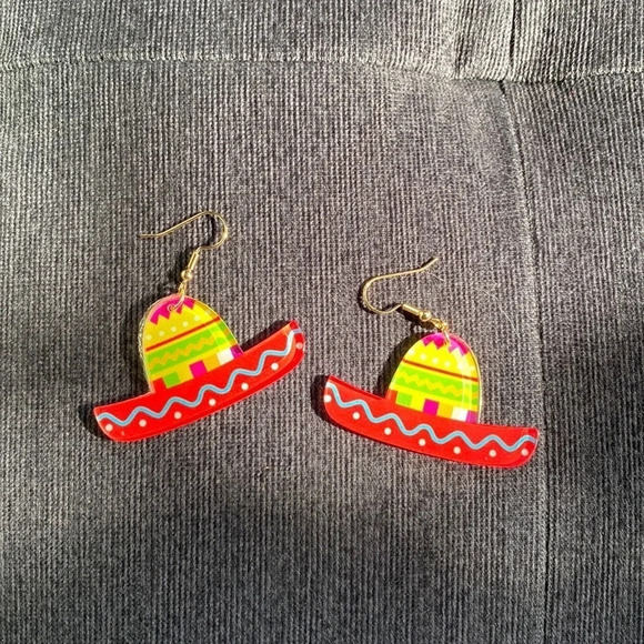 Mexican  Sombrero Cinco De Mayo Fiesta Party Earrings - Picture 1 of 3